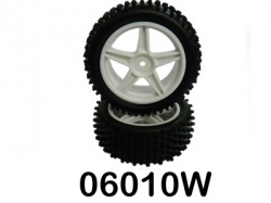 Gumy BUGGY komplet nalepené 1:10 - predné biele, 2 ks