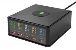 6v1 160W Viacportová bezdrôtová nabíjačka s LCD displejom 1DJ7234