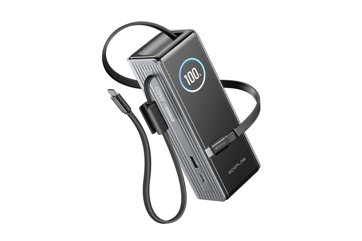 EcoFlow RAPID Power Banka (25000mAh,170W) 2x100W vestavěný USB-C kabel - stříbrná