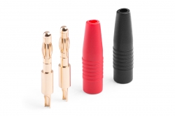 Banánek 4mm Gold pájecí, černý a červený