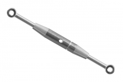 Mosadzný poniklovaný napinák M3, dĺžka 50-74mm, očká vnútorné vŕtanie 2,5mm, 100 ks. KAV50.3052/100