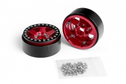 1,9'' hliníkové beadlock disky šestipaprskové pro 1:10 crawler/expedice červené (2 ks)
