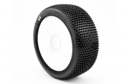 CLAYMORE V2 BUGGA S1 (SUPER SOFT) nalepené pneumatiky, biele disky, 2 ks. MX-PCW2002-S1