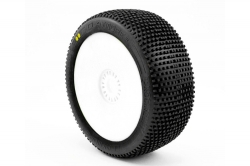 CLAYMORE V2 BUGGA S2 (SOFT) nalepené pneumatiky, biele disky, 2 ks. MX-PCW2002-S2