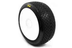 KAMIKAZE V2 BUGGY S2 (SOFT) nalepené pneumatiky, bílé disky, 2 ks. MX-PCW2005-S2