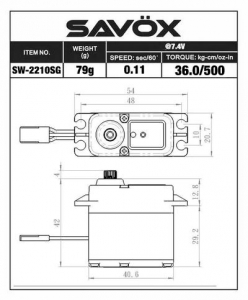 SAVÖX SW-2210SG+ Brushless Black Waterproof HiVolt Digitální servo