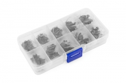 Sada čiernych skrutiek z uhlíkovej ocele 12.9 (200ks) s krabičkou YR-SSS-200