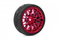 Spec T LS Wheel Offset 3 Red w/Tire 4ks pre 1/10 Cestné YR-WL-0108