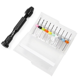 Vrtáčky sada 1.1-2.0mm s driekom 3,17mm + Ručná hliníková vŕtačka YR-YT-0196